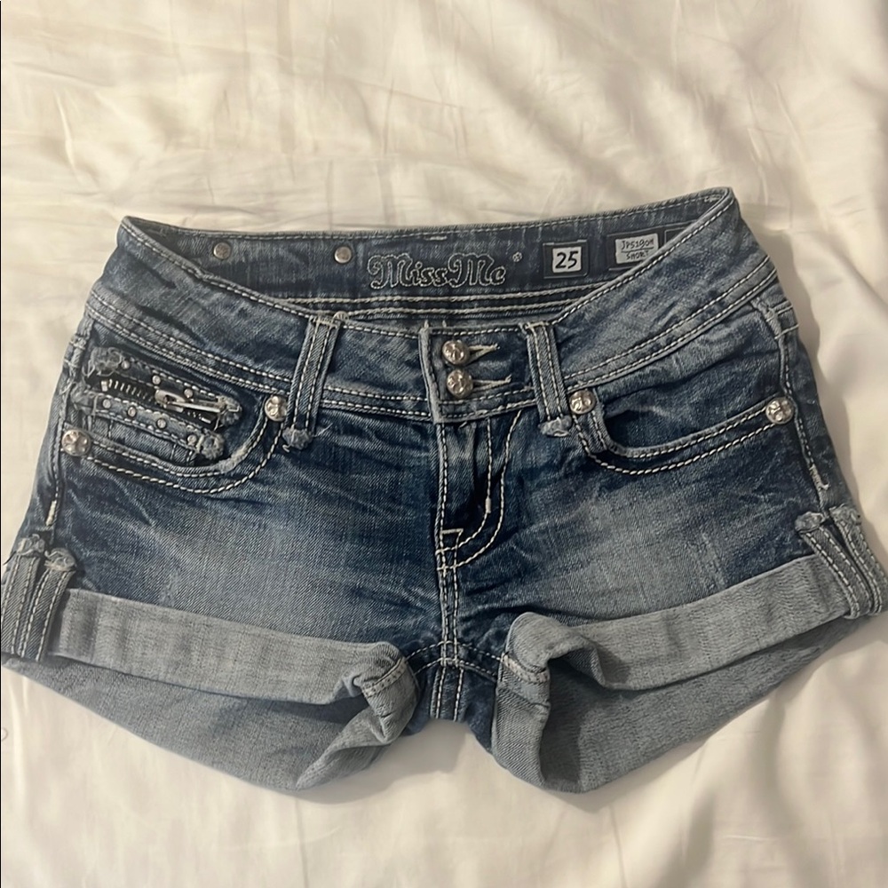 Miss Me Women's Distressed Blue Jean Shorts